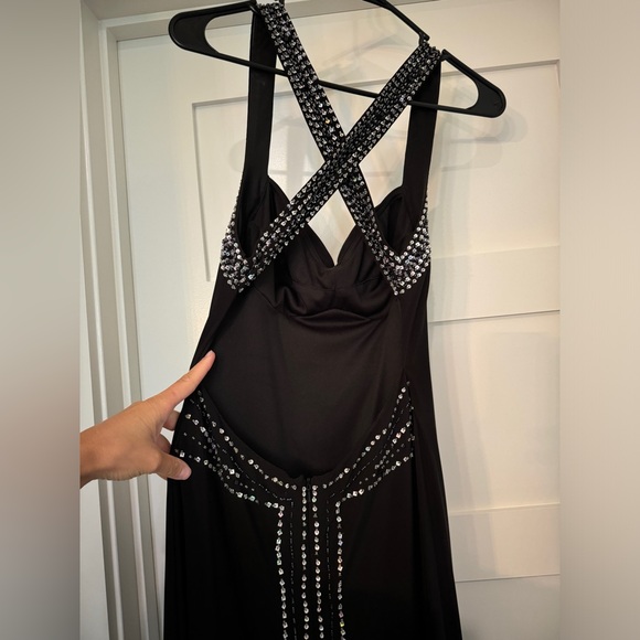 Black Sequin Open Back Formal Dress - Picture 5 of 11